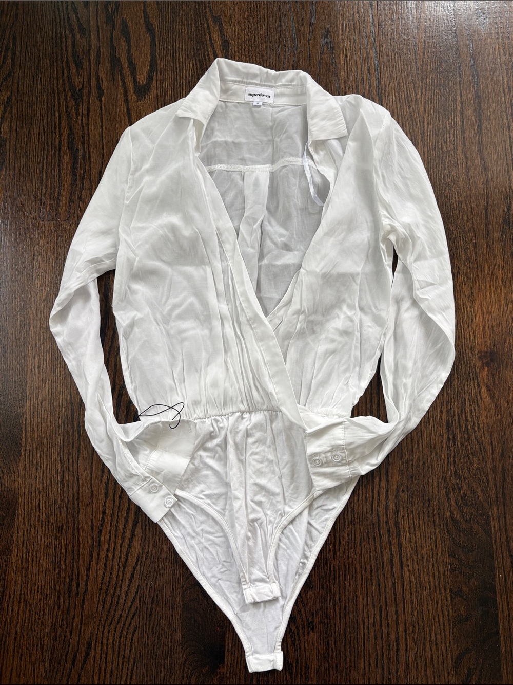 Super down white long sleeve bodysuit. - Picture 6 of 8